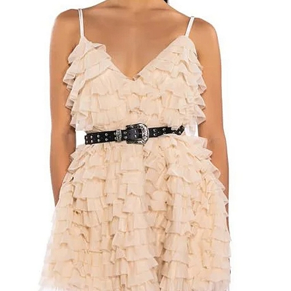 Cream Spaghetti Ruffle Multilauerrd Minidress (NWT) - Picture 3 of 5